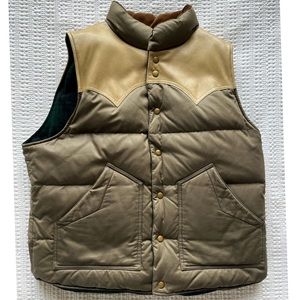RRL Reversible Leather Yoke Quilted Down Vest